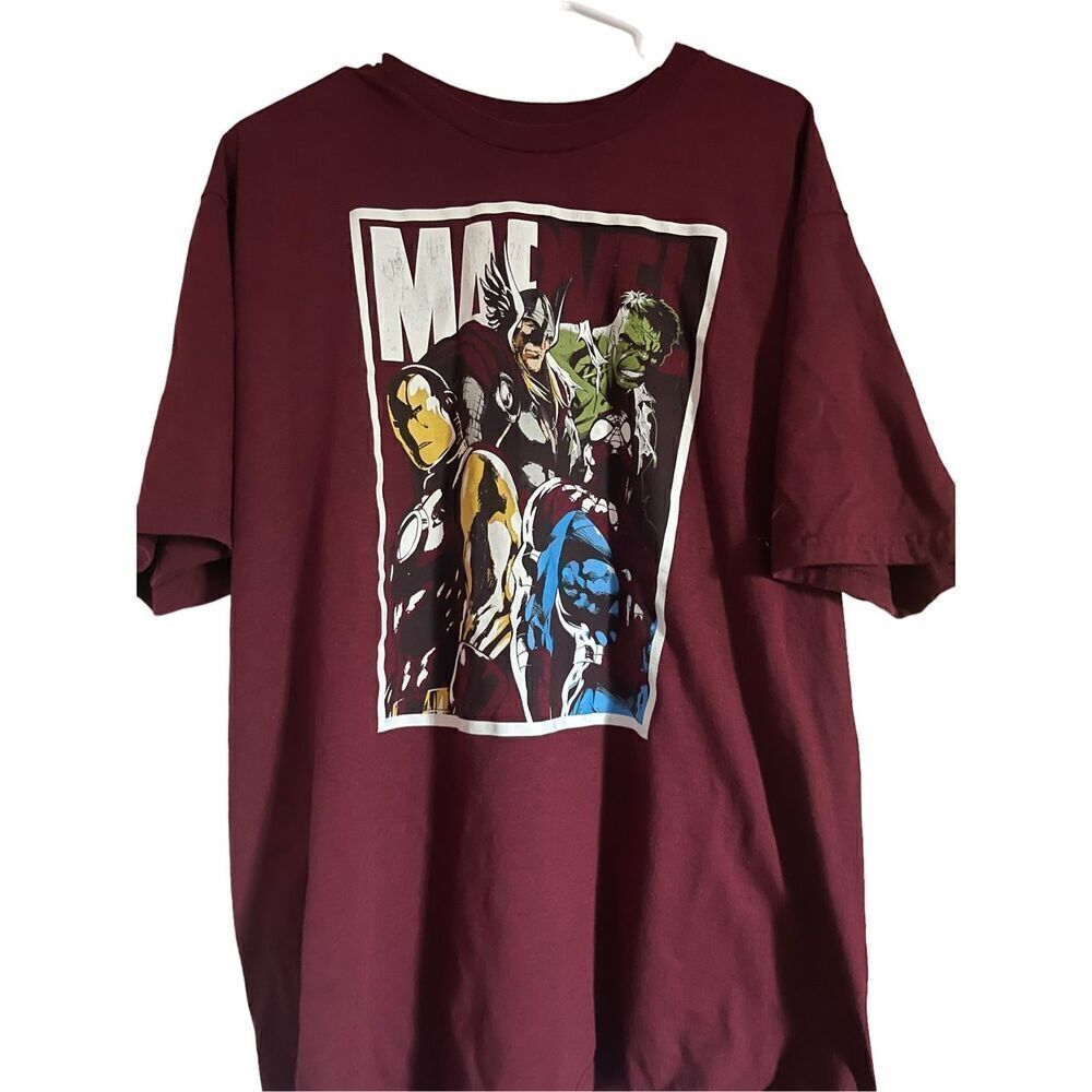 Marvel Men's Burgundy Red Pullover Casual Short Sleeves T-Shirt Size 2X